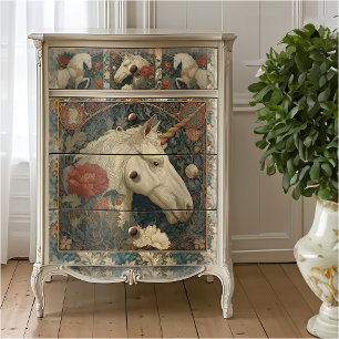 Papier Mousseline Art Nouveau Botanique William Morris Style Unicorn
