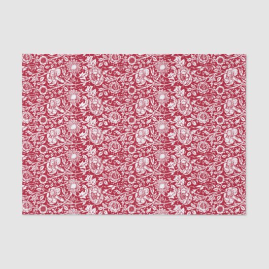 Papier Mousseline Art Nouveau Carnation Damask, rouge et blanc (Recto)