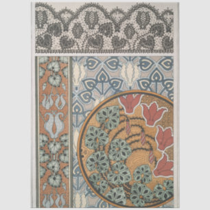Papier Mousseline Art nouveau Cyclamen floral élégant Eugene Grasset
