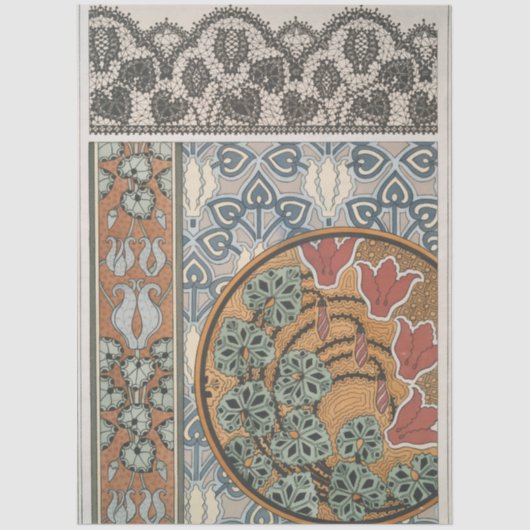 Papier Mousseline Art nouveau Cyclamen floral Eugene Grasset elegant (Recto)
