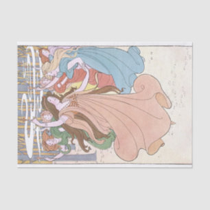 Papier Mousseline Art Nouveau Dancing Femmes Fée Découpage