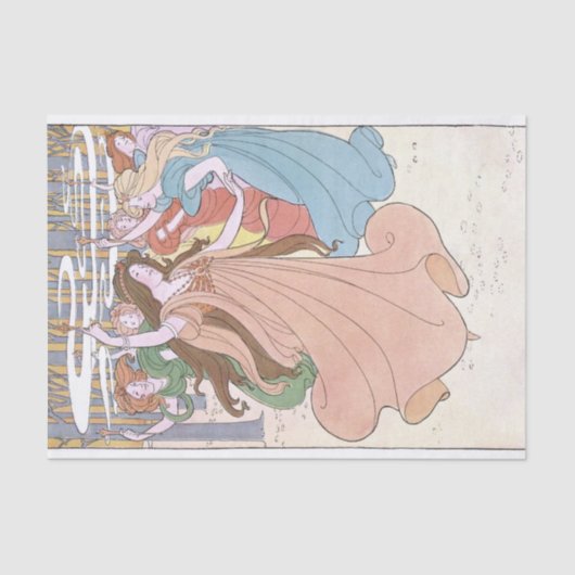 Papier Mousseline Art Nouveau Dancing Femmes Fée Découpage (Recto)