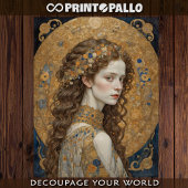 Papier Mousseline Art Nouveau Femme avec fleurs - Klimt hommage