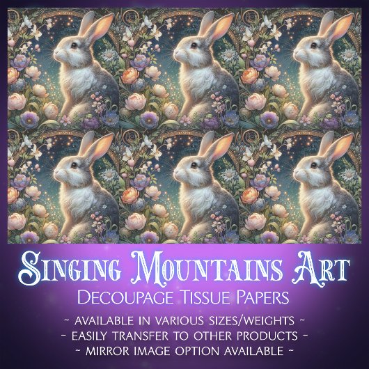 Papier Mousseline Art Nouveau Forêt Florale Rabbit Découpage Pâques