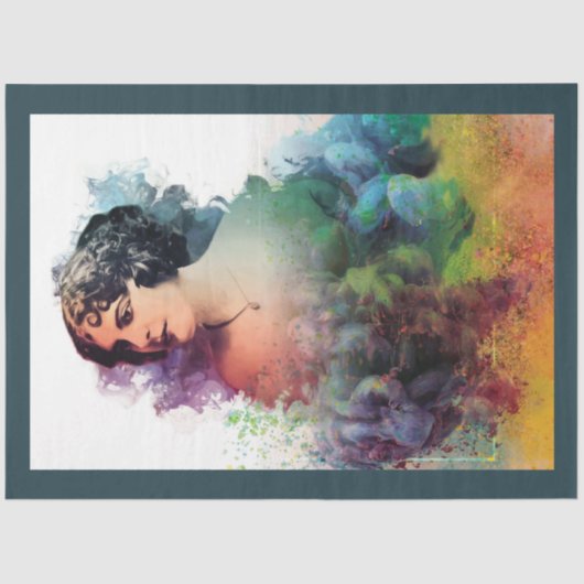 Papier Mousseline Art Nouveau Lady 13 Découpage Tissu Papier (Recto)