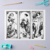 Papier Mousseline Art Nouveau Lady 24 Découpage Papier Tissu (Artisanat)