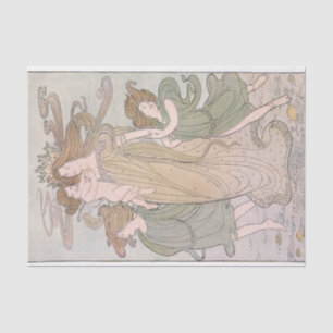 Papier Mousseline Art Nouveau Mère Enfants Sea Queen Découpage