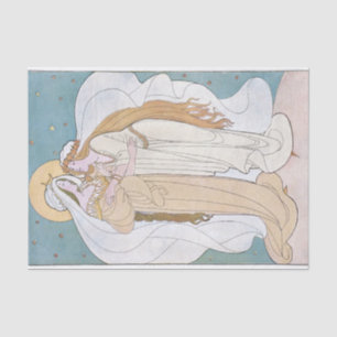 Papier Mousseline Art nouveau mère fille femme lune découpage