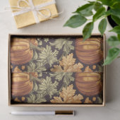 Papier Mousseline Art nouveau Morris automne citrouille pastel vert (Cadeau)