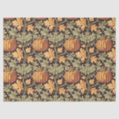 Papier Mousseline Art nouveau Morris automne citrouille pastel vert (Recto)