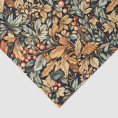 Papier Mousseline Art nouveau Morris automne feuilles vert pastel (Détail)