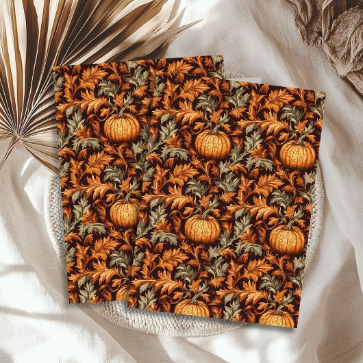 Papier Mousseline Art nouveau Morris automne terre cuite ivoire brun