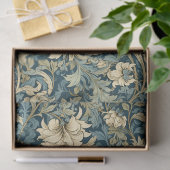 Papier Mousseline Art nouveau Morris ivoire beige fleurs sauge paste (Cadeau)