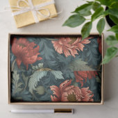 Papier Mousseline Art nouveau Morris rose profond pastel vert sauge (Cadeau)