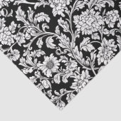 Papier Mousseline Art nouveau Morris tissu de fleurs noir et blanc (Détail)