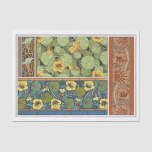 Papier Mousseline Art Nouveau Nasturtiums par Artiste Français 1896