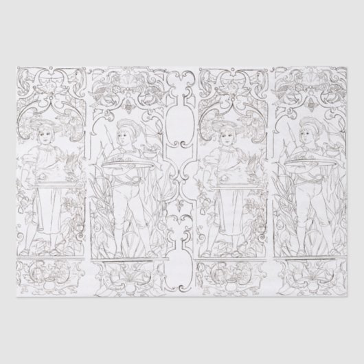 Papier Mousseline Art Nouveau Noir Blanc Cuisiniers Boîtiers Découpa (Recto)