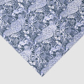 Papier Mousseline Art Nouveau Peacock Print, Navy et White (Détail)