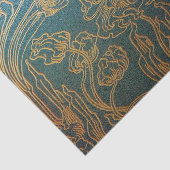 Papier Mousseline Art Nouveau, sarcelle d'hiver et or, sarcelle (Détail)