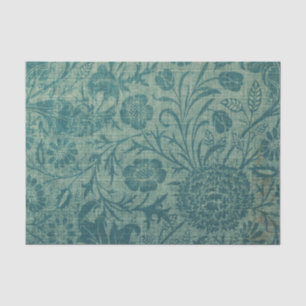 Papier Mousseline art Nouveau, turquoise, style William Morris, flor