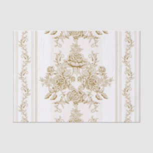 Papier Mousseline Art nouveau, VIctorian, Kaki, blanc, toile, floral
