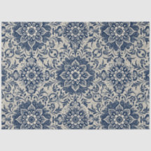 Art Nouveau Vintage Bleu Floral Papier peint Motif