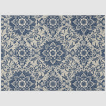 Art Nouveau Vintage Bleu Floral Papier peint Motif