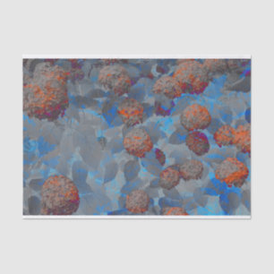 Papier Mousseline Art numérique orange bleu de motif de fleur de