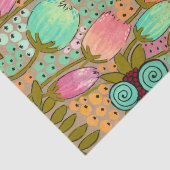 Papier Mousseline Art peint Fleurs Art Journal Enveloppement Cadeau (Détail)