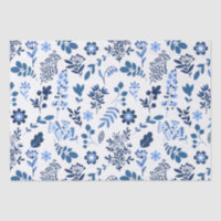Art populaire Botanique Floral Imprimer Bleu Blanc