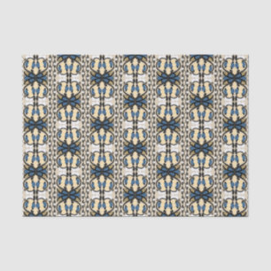 Papier Mousseline Art populaire fleuri bleu et jaune estonien