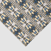 Papier Mousseline Art populaire fleuri bleu et jaune estonien (Détail)