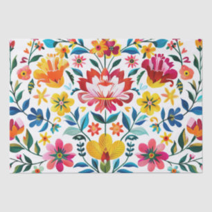 Papier Mousseline Art populaire mexicain coloré Floral