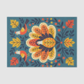 Papier Mousseline Art populaire Whimsical Oiseaux d'automne et Feuil (Recto)