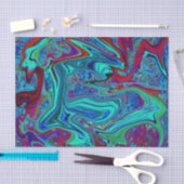 Papier Mousseline Art rétro Abstrait super en bleu et rouge (Artisanat)