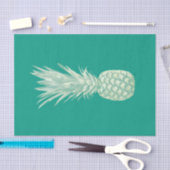 Papier Mousseline Art Tropical Elegant Turquoise Beige Ananas (Artisanat)