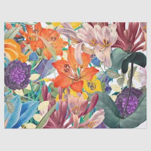 Papier Mousseline Artisanat Floral Vibrant, Découpage, (Recto)