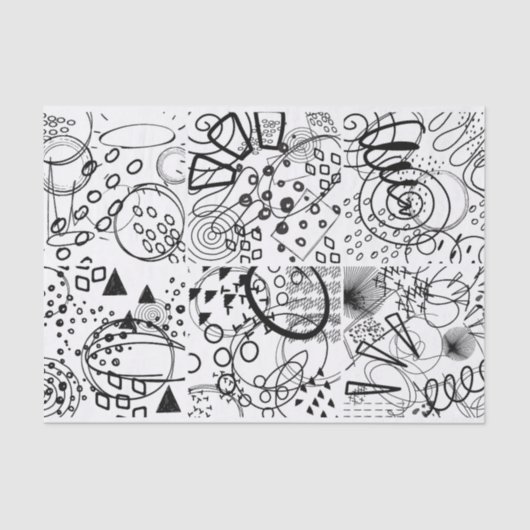 Papier Mousseline Artiste Black White Doodle Scribble Motif Texture (Recto)