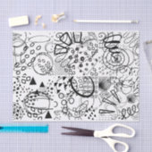 Papier Mousseline Artiste Black White Doodle Scribble Motif Texture (Artisanat)