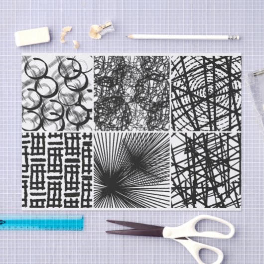 Papier Mousseline Artiste Noir Blanc Abstrait Textures (Artisanat)