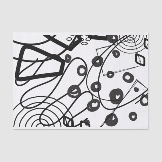 Papier Mousseline Artiste Noir Blanc Grand Cercle Doodle Texture (Recto)