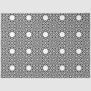 Papier Mousseline Artiste Noir Blanc Grand Étoile Carré géométrique