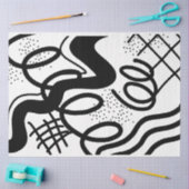 Papier Mousseline Artiste noir blanc Grande texture d'onde Abstraite (Artisanat)