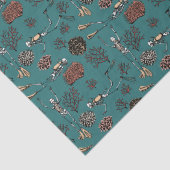 Papier Mousseline Artsy Bleu Turquoise Baignade Plongée Dessin de Co (Détail)