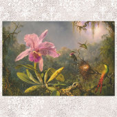 Papier Mousseline Artsy brésilien Cattelya Orchid et 3 colibris