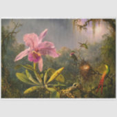 Papier Mousseline Artsy brésilien Cattelya Orchid et 3 colibris (Recto)