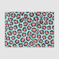 Artsy Trendy Coral Mint Turquoise Leopard Poster d