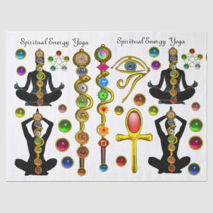Papier Mousseline ASCLEPIUS ROD 7 CHAKRAS YOGA LOTUS POSE, OEil Horu