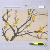 Papier Mousseline Asian Minimalist Yellow Blossom Branch (Artisanat)