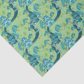 Papier Mousseline Asian Pattern Blue Green (Détail)